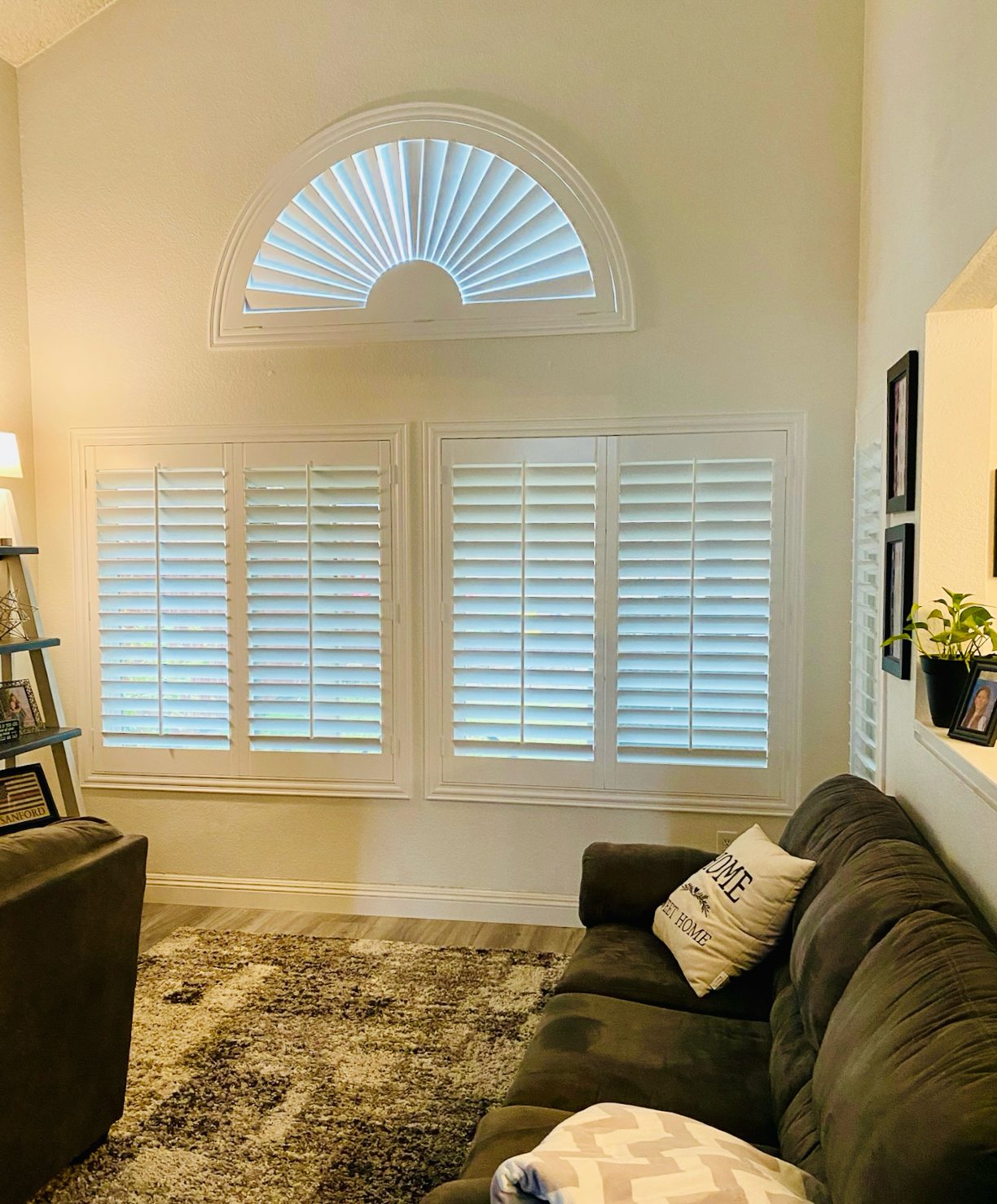 Trending shutter colors for 2025 including warm whites and bold blacks